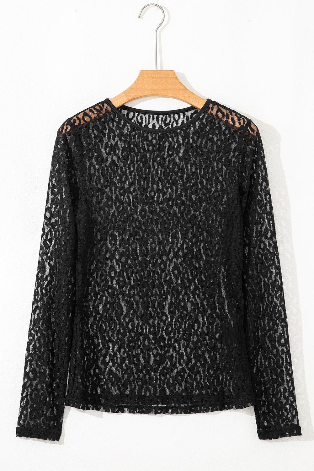 Leopard Sheer Mesh Long Sleeve Top