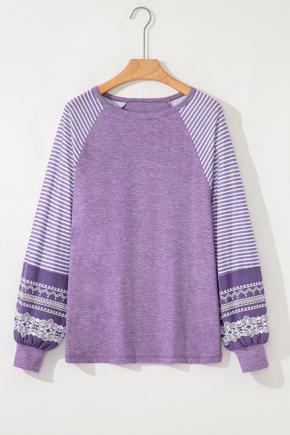 Stripe Patchwork Raglan Long Sleeve Top