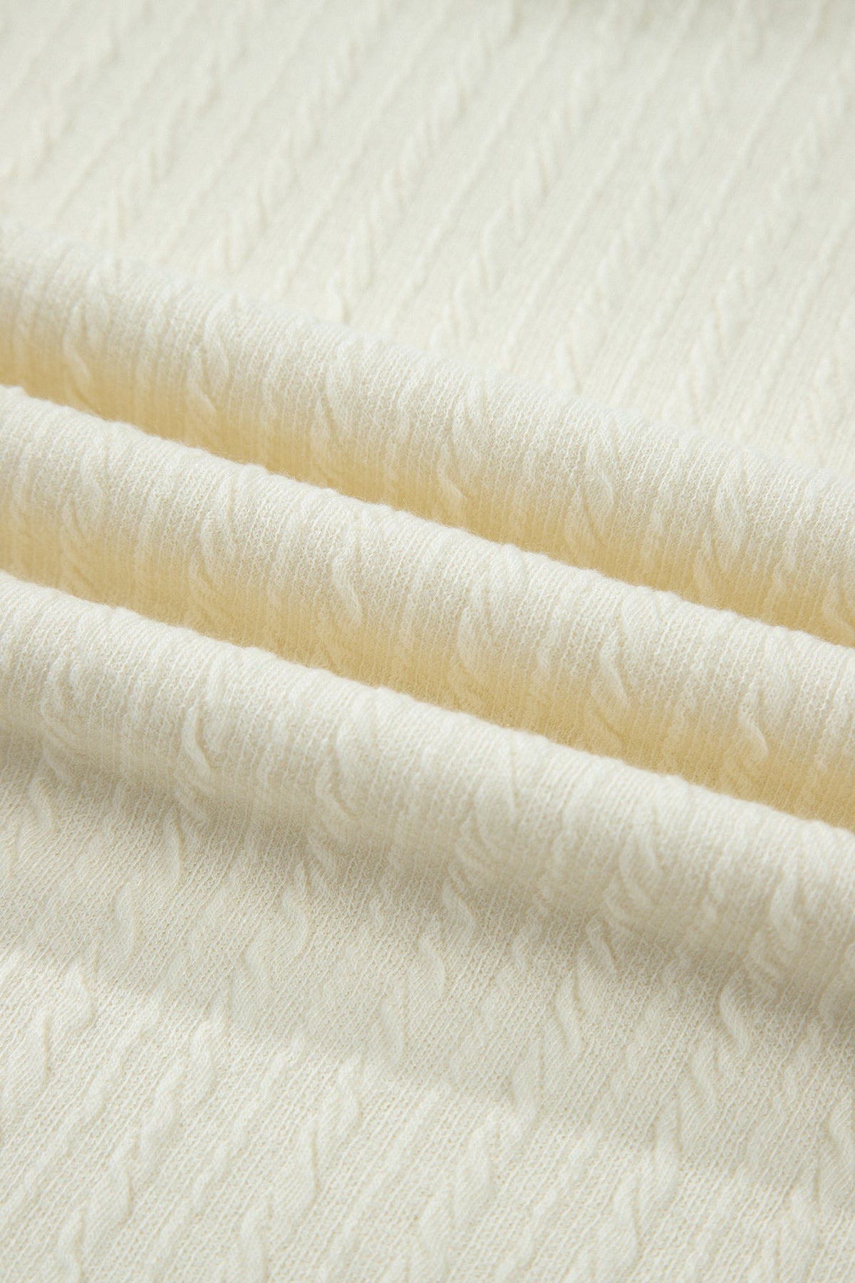 Cable Knit Textured V-Neck Short Sleeve T-Shirt