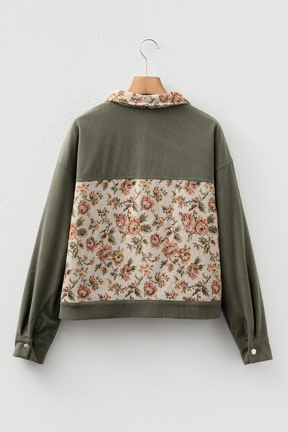 Floral Patchwork Ribbed Corduroy Shirt Jacket