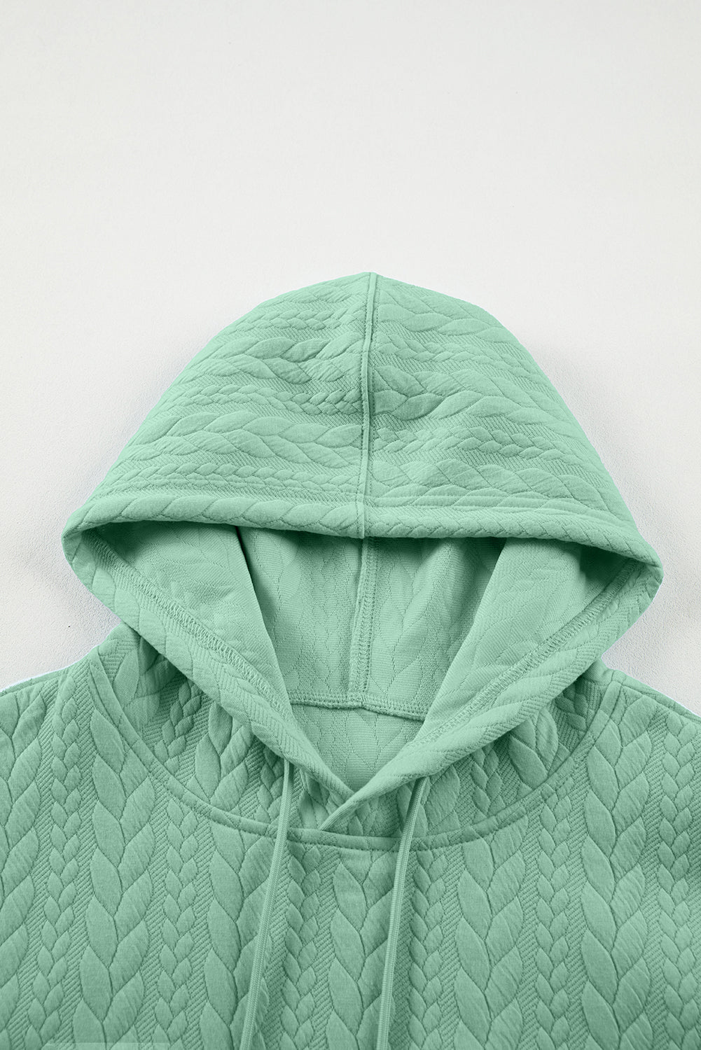 Solid Cable Textured Long Sleeve Baggy Hoodie