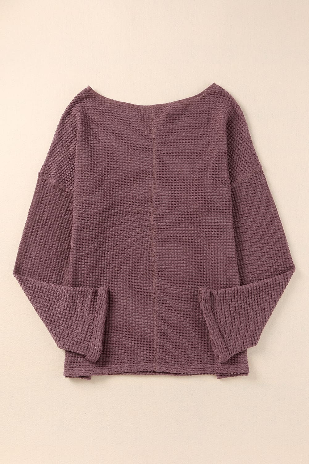Solid Waffle Knit Long Sleeve Top