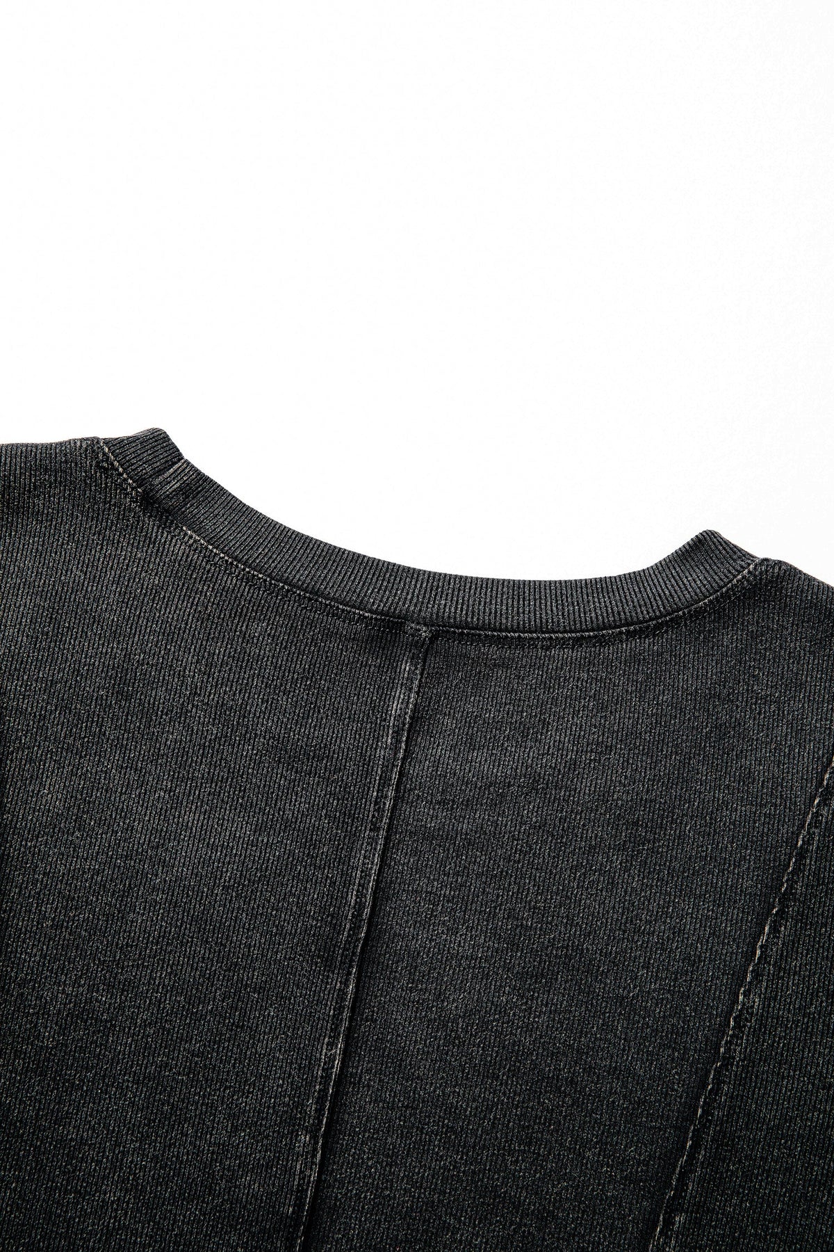 Solid Ribbed Knit Buttoned Long Sleeve Top