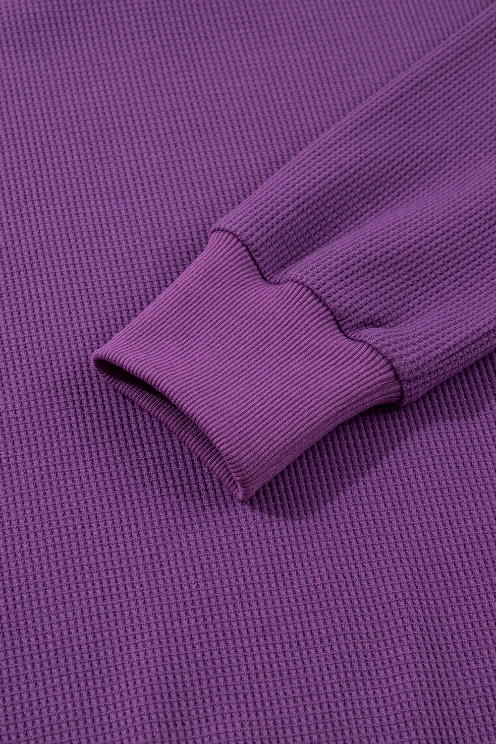 Solid Ribbed Raw Seam Patchwork Drop Shoulder Sweatshirt