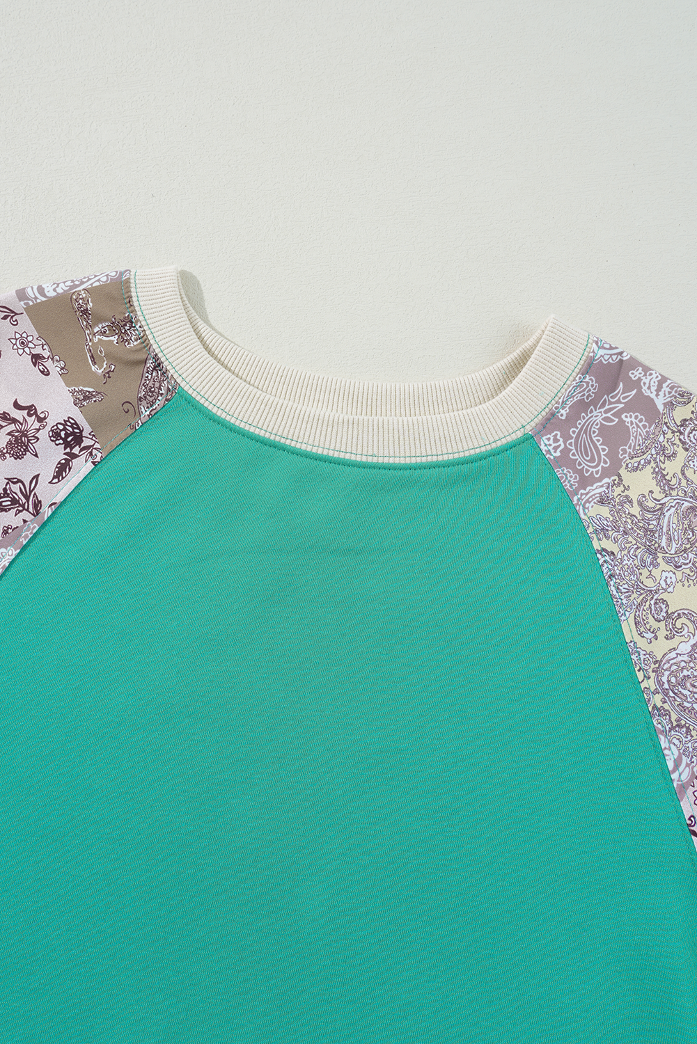 Plaid Paisley Patchwork Long Sleeve Top