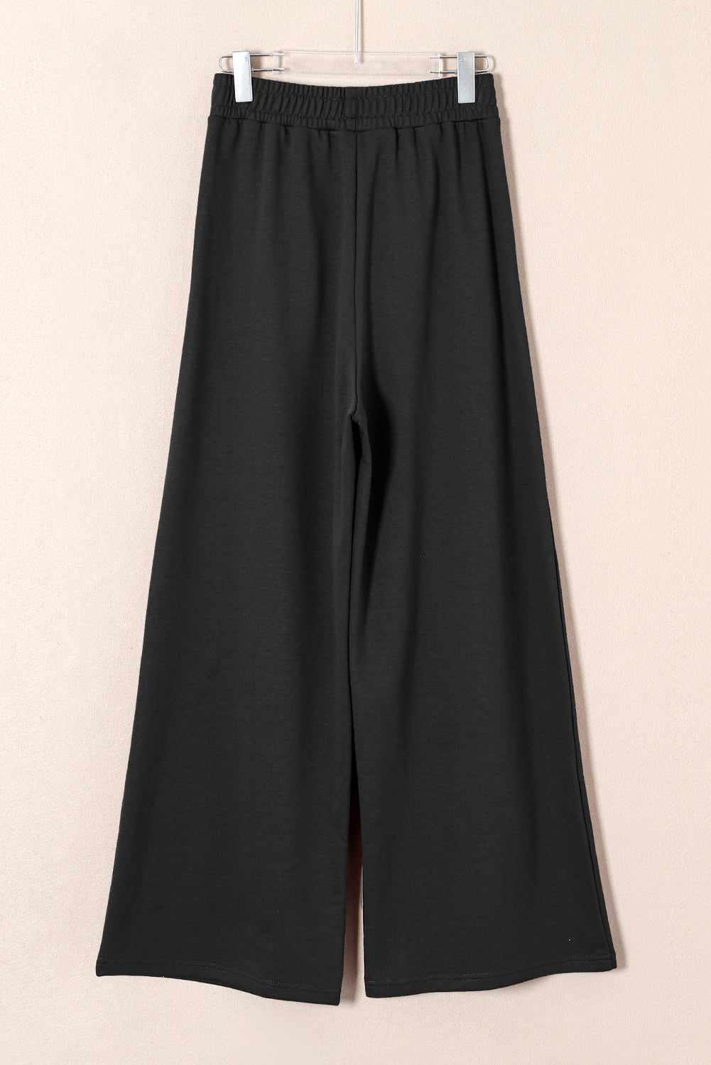 Solid Tied High-Waist Pleated Sweatpants