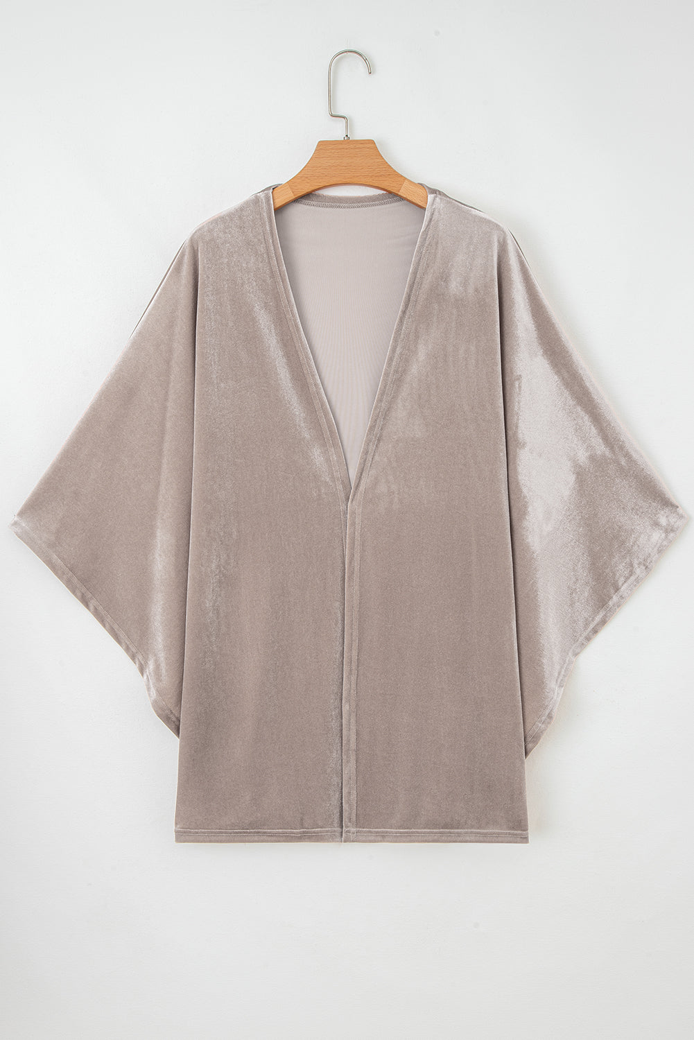 Velvet 3/4 Sleeve Open Front Kimono