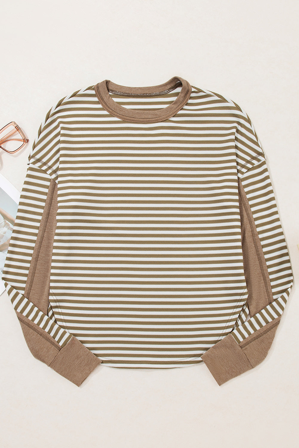 Stripe Thermal Knit Drop Shoulder Top