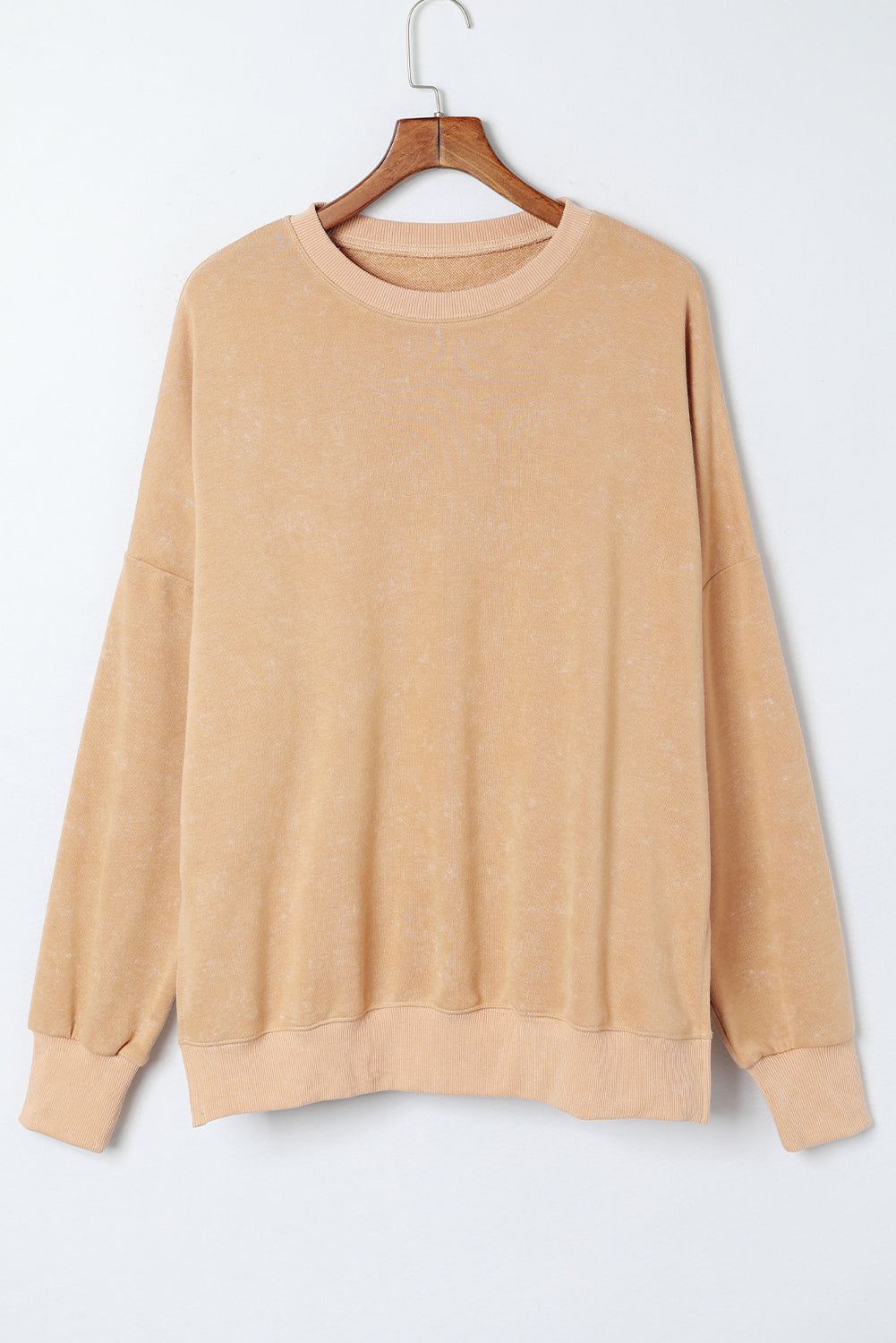 Solid Ribbed Trim Drop Shoulder Oversize Sweatshirt