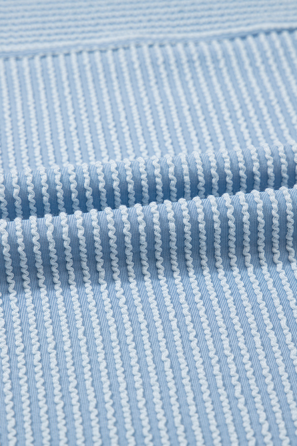 Solid Corded Knit Mock Neck T-Shirt