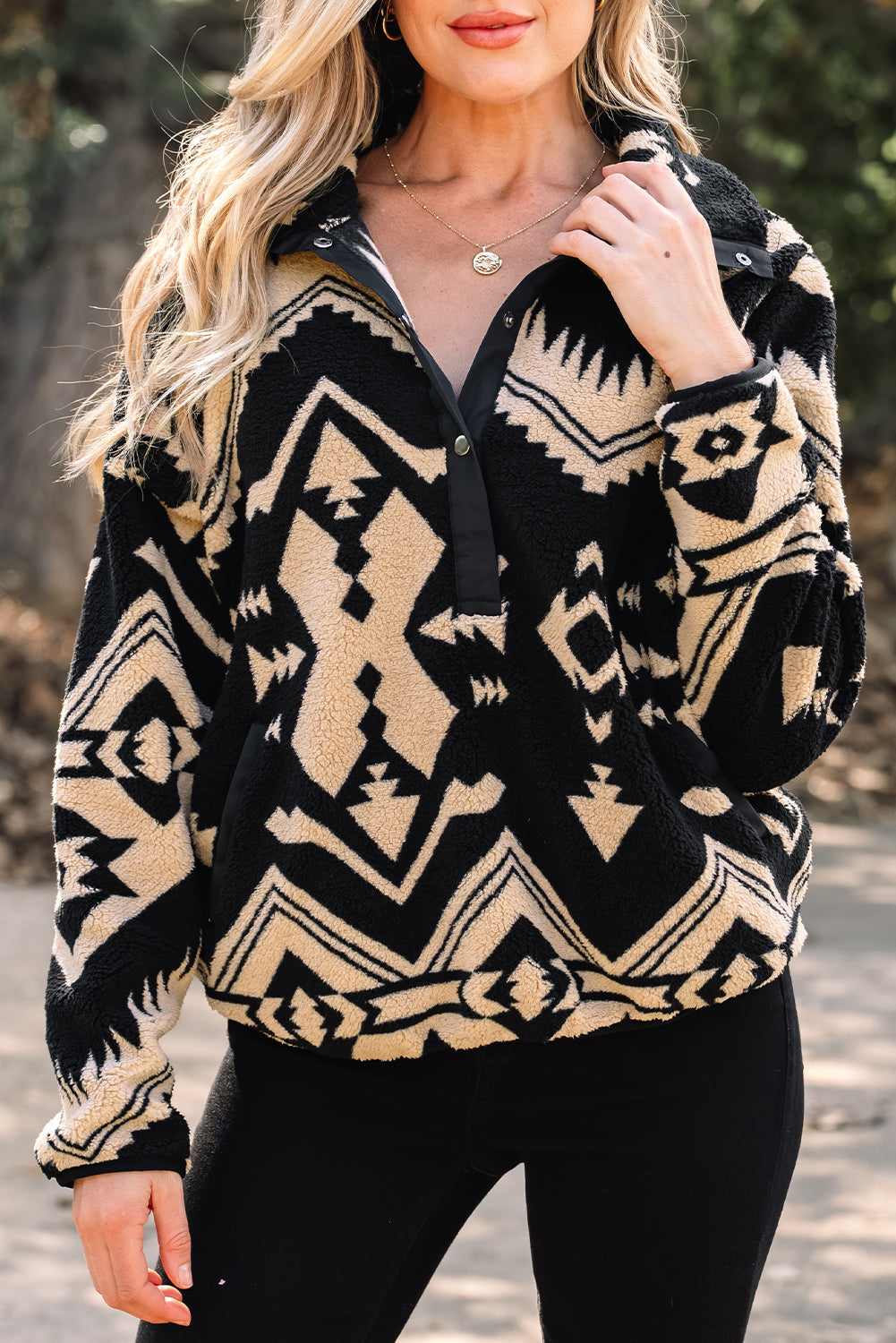 Western Aztec Fleece Half Zip Sweatshirt