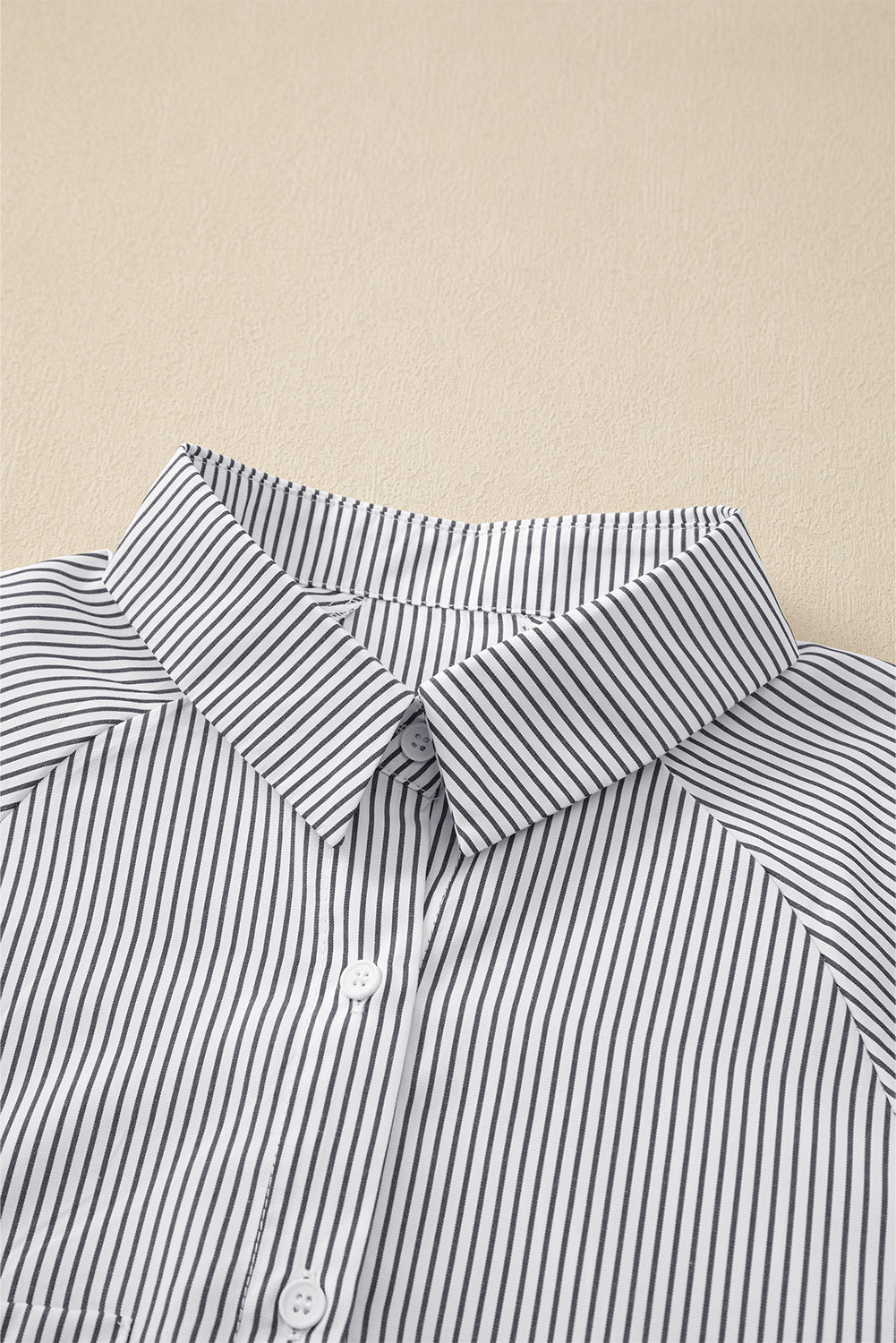Stripe Smocked Long Sleeve Button-Up Shirt