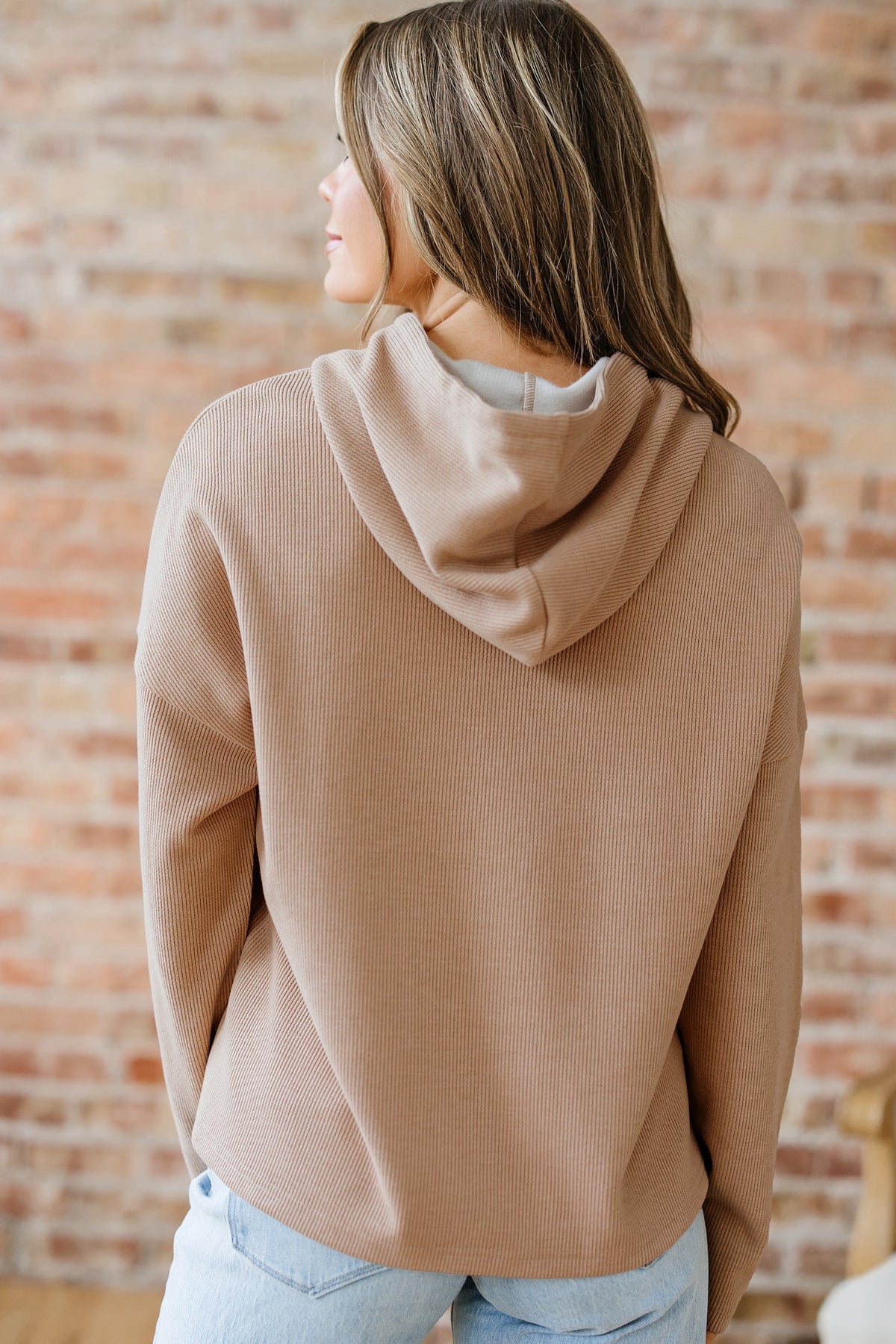 Ribbed Knit Leopard & Lace Drawstring Hoodie