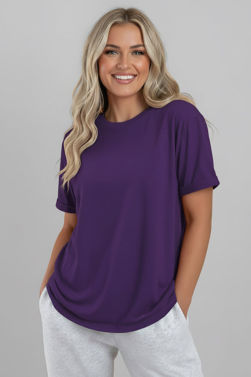 Solid Short Sleeve Crew Neck Tee