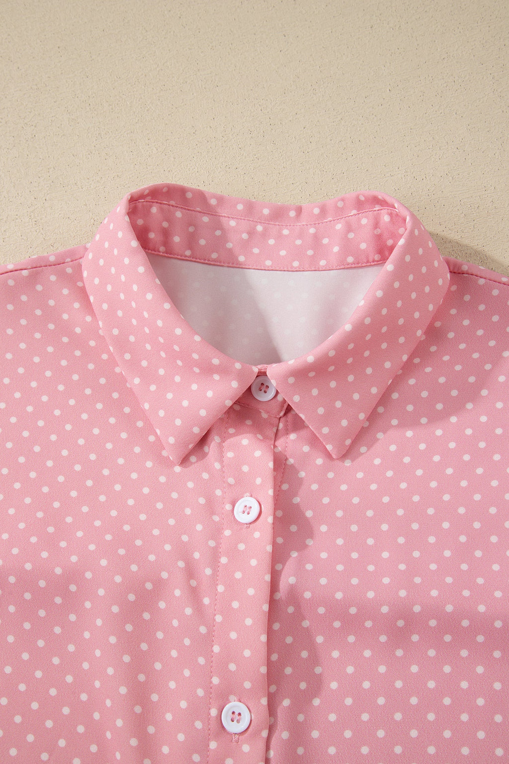 Polka Dot Cuffed Short Sleeve Shirt