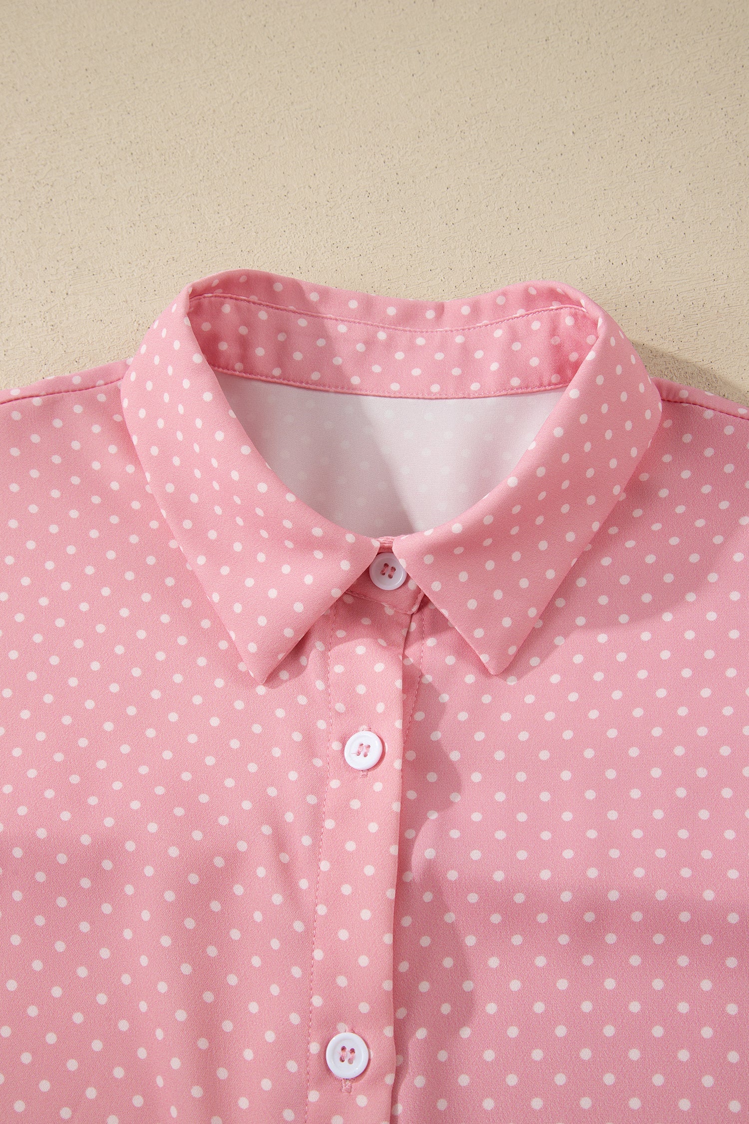 Polka Dot Cuffed Short Sleeve Shirt