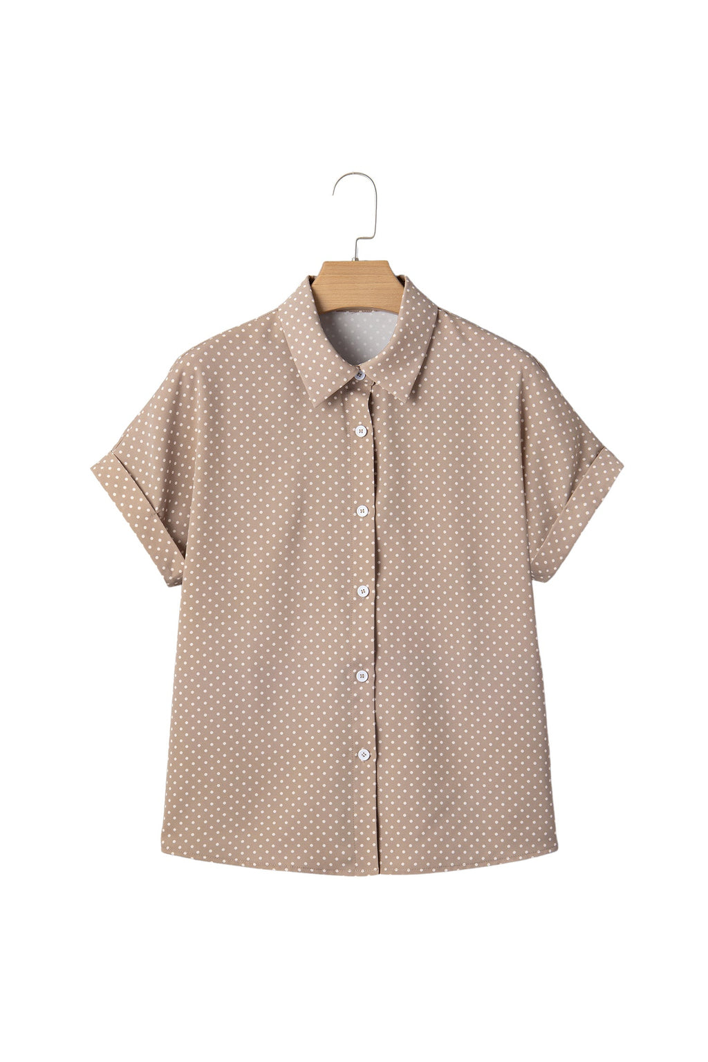 Polka Dot Cuffed Short Sleeve Shirt