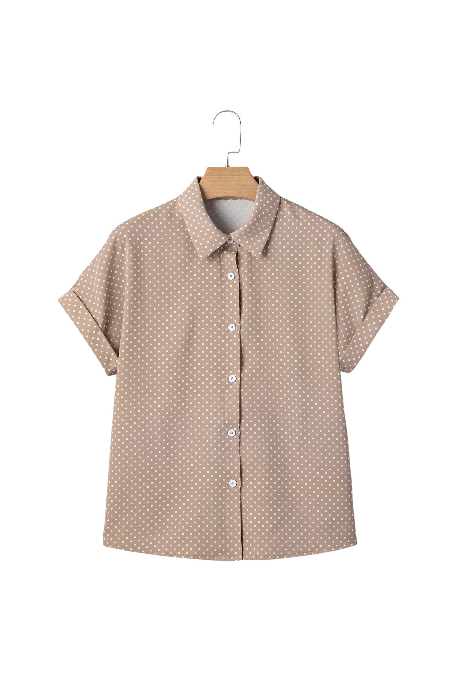 Polka Dot Cuffed Short Sleeve Shirt