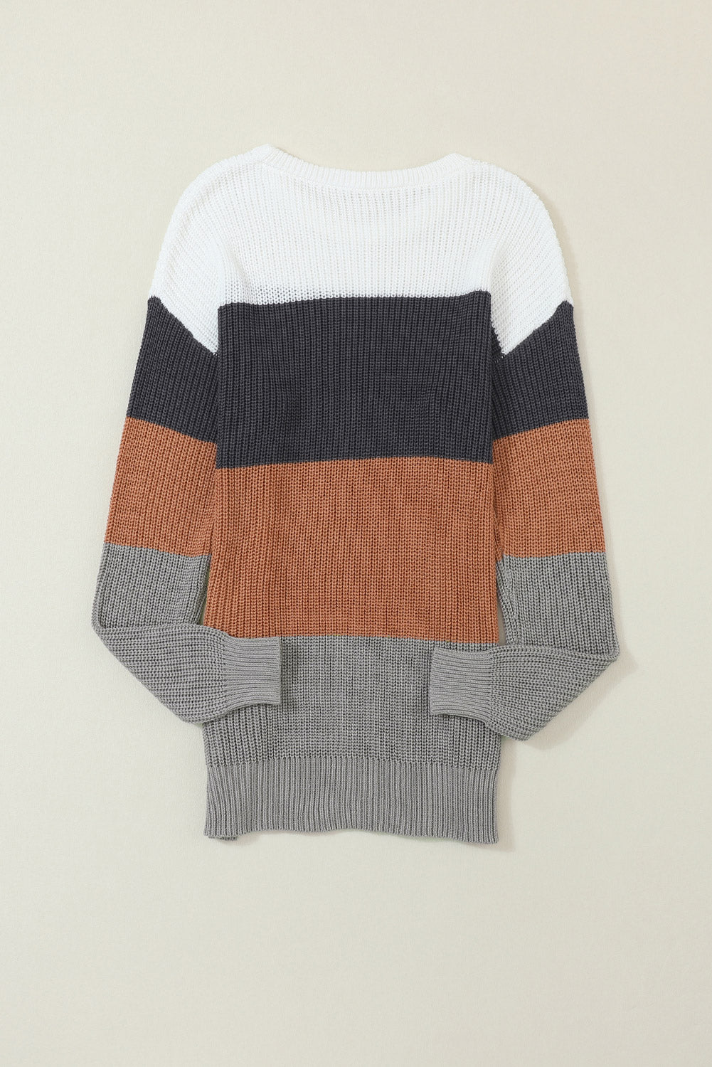 Colorblock Stripe Round Neck Pullover Sweater