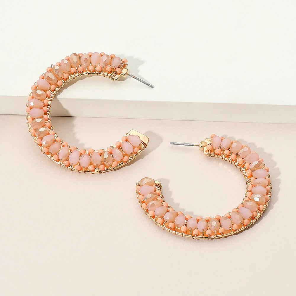Seed Beaded Hoop Earrings