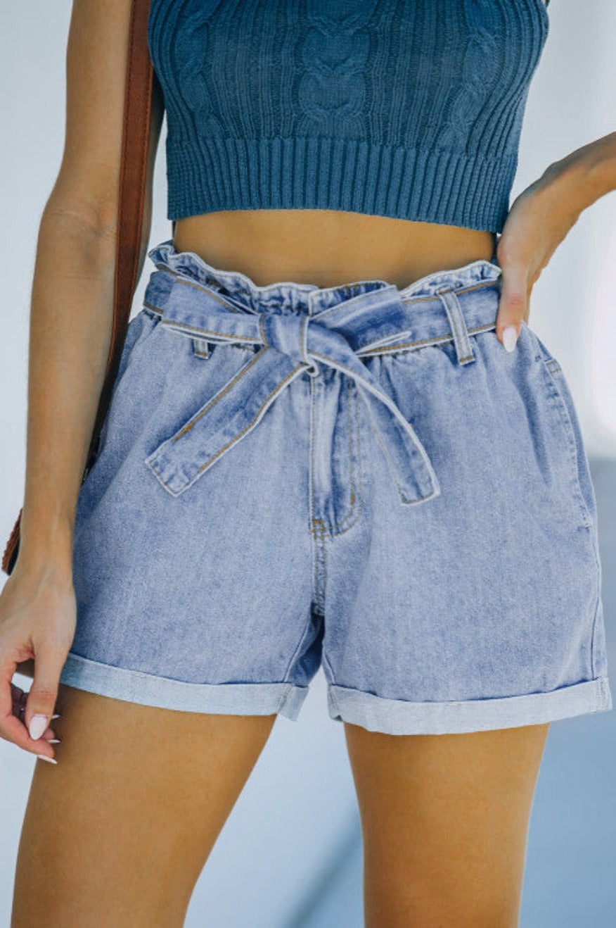 Denim Slouch Waist Shorts