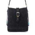 Myra Yellowstone Stonecrest Suede Leather Concealed Carry Bag in Charcoal Black