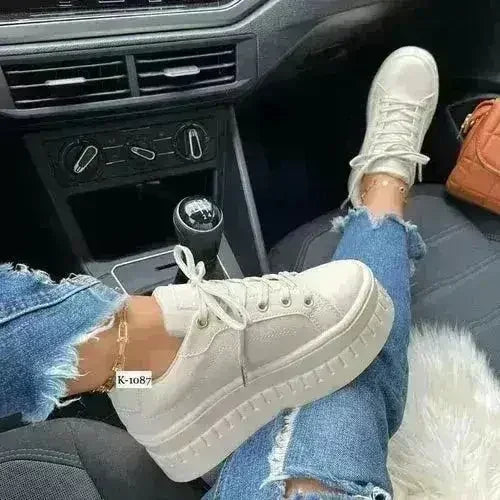 Women's Chunky Platform Sneakers | Casual Flat Shoes - Femstylo
