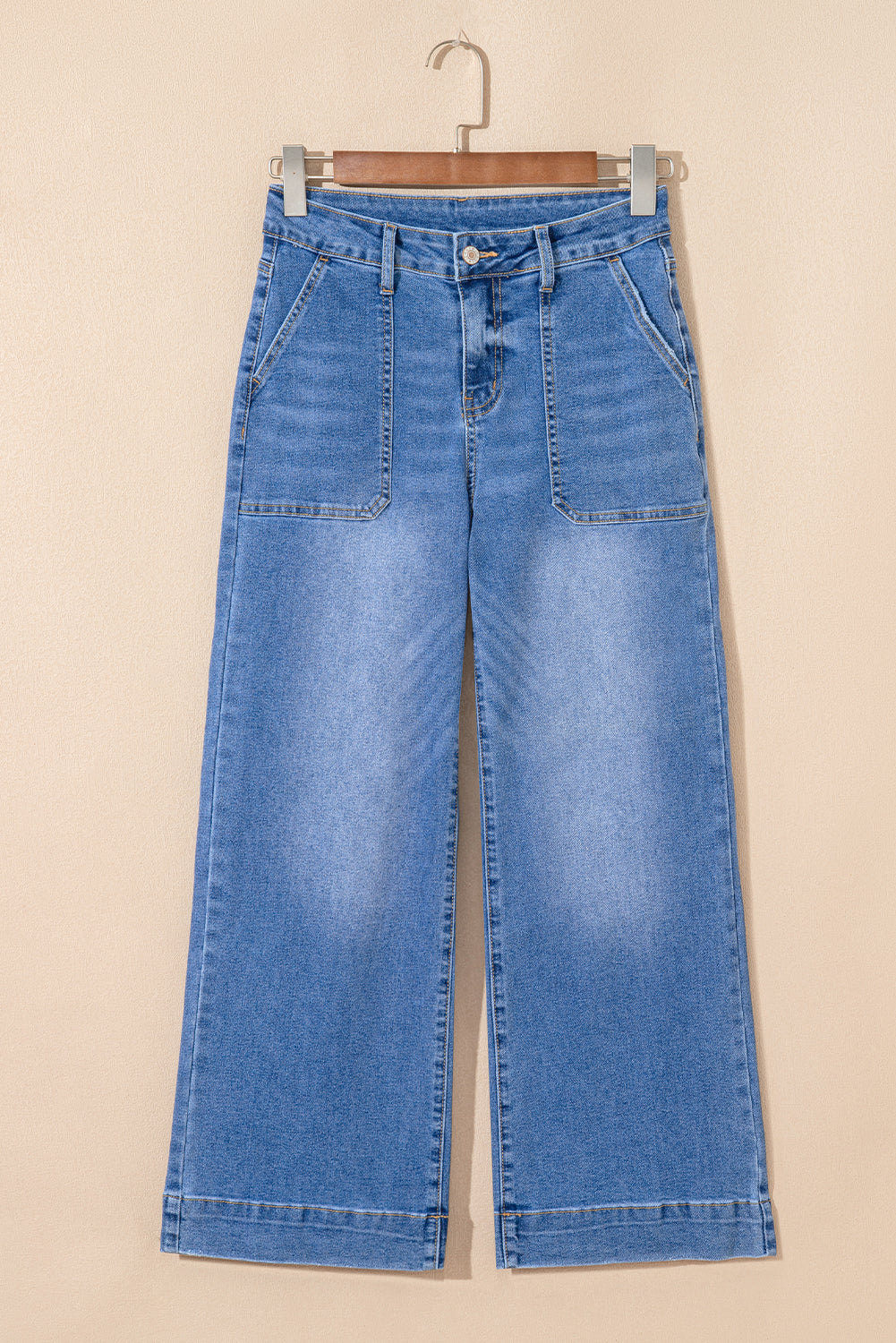Denim High Rise Cropped Wide Leg Jeans