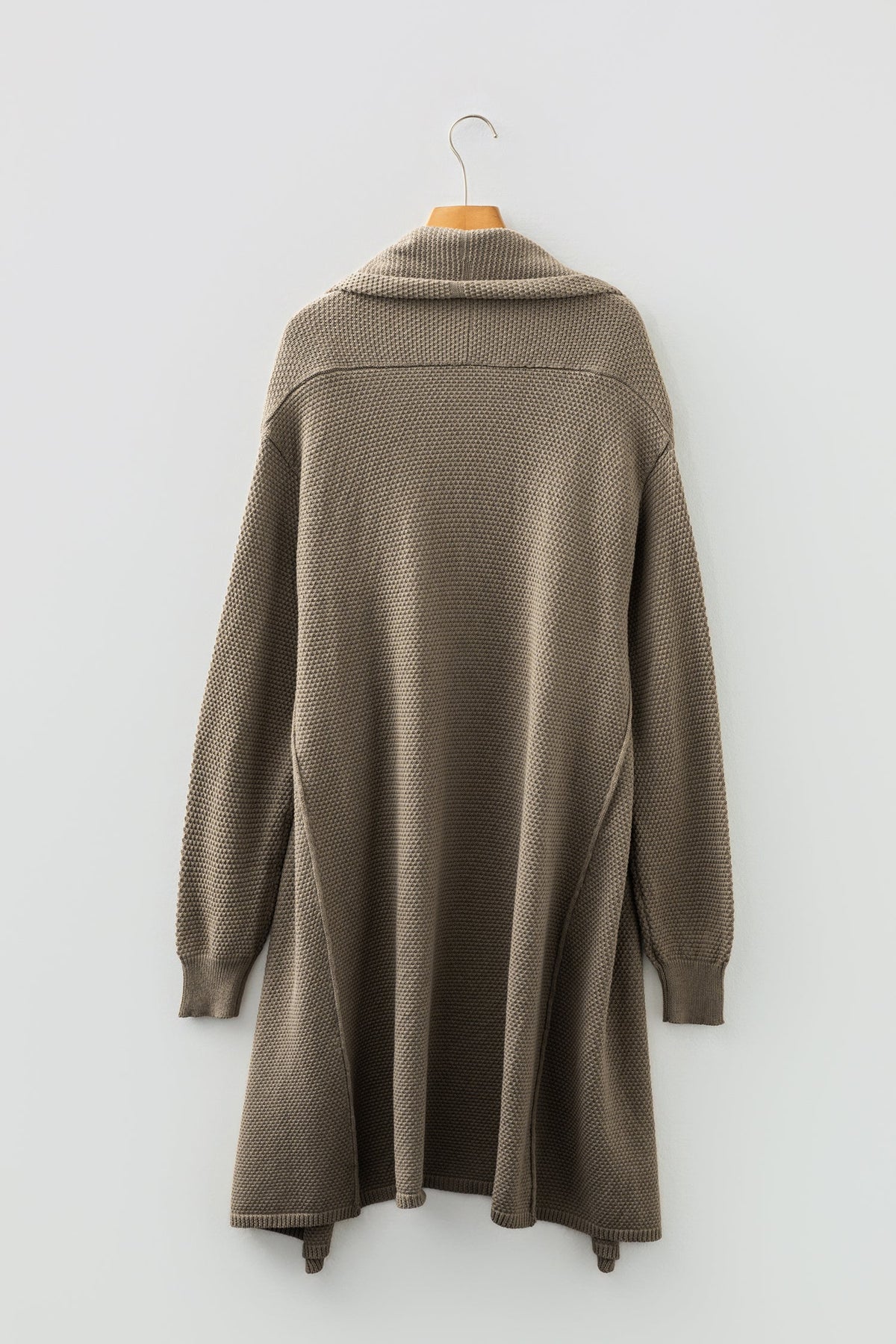 Solid Textured Knit Open-Front Sweater Cardigan