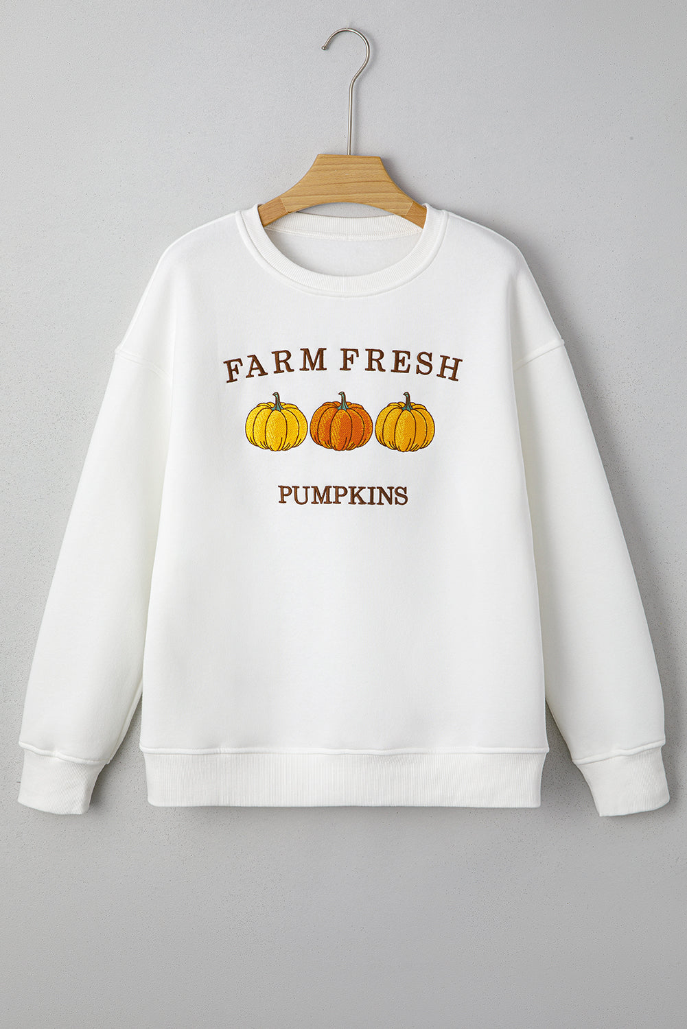 FARM FRESH PUMPKINS Embroidered Thanksgiving Sweatshirt