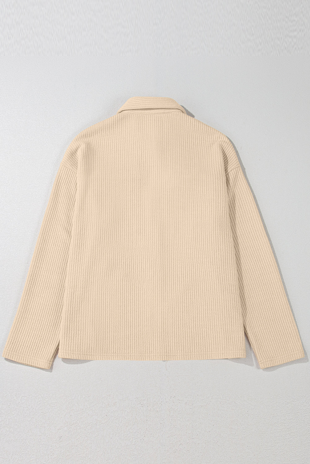 Solid Corduroy Button-Up Long Sleeve Jacket