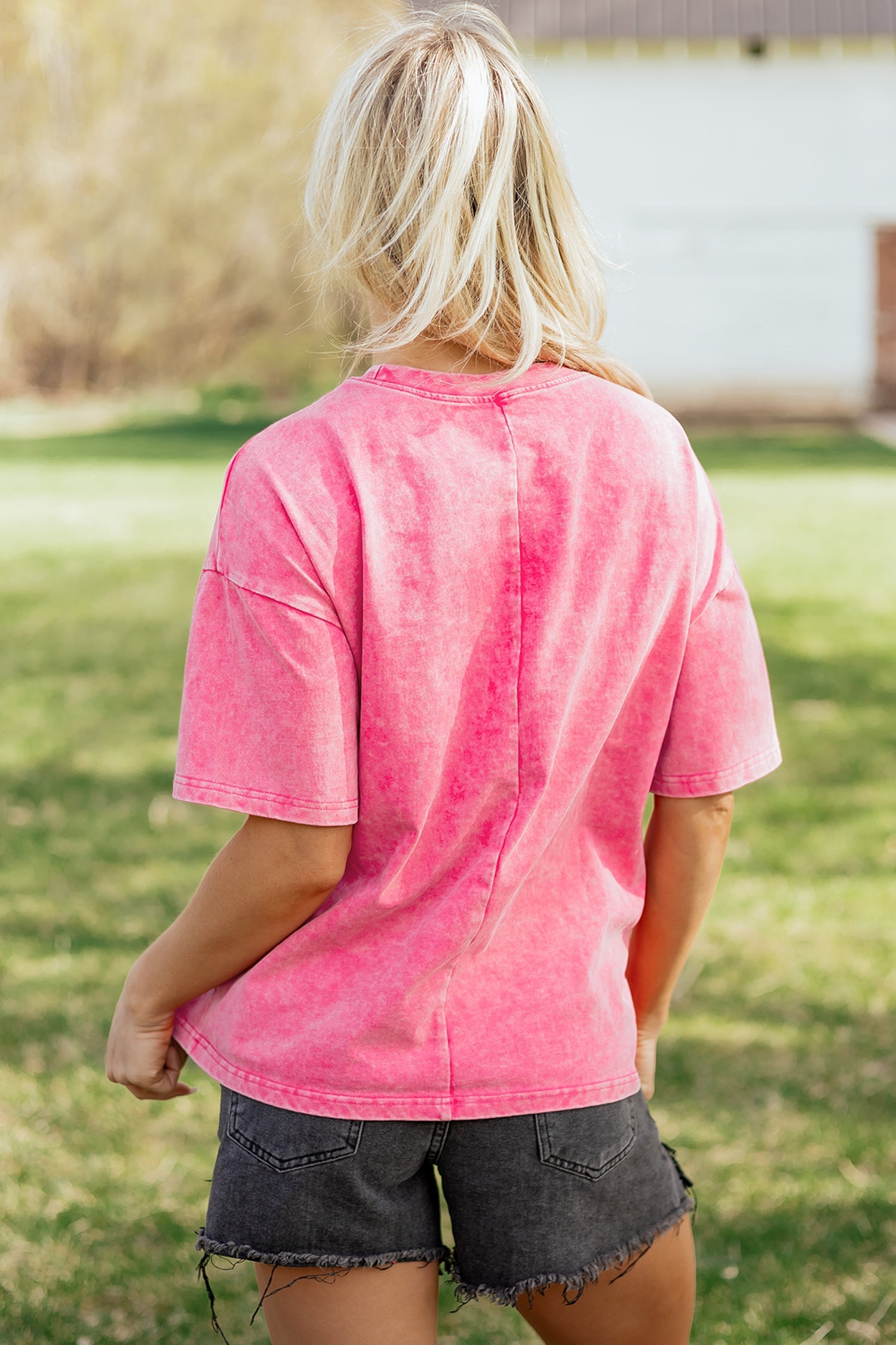 Solid Mineral Wash Short Sleeve Oversized Tee
