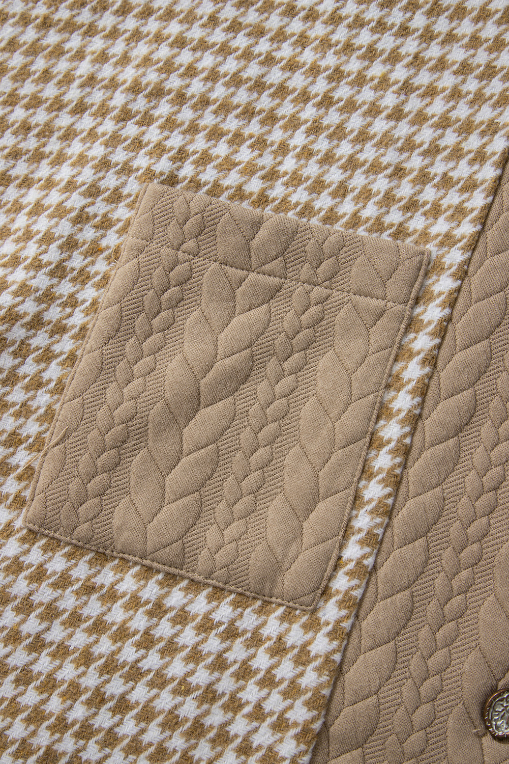 Houndstooth Colorblock Textured Patchwork Shacket