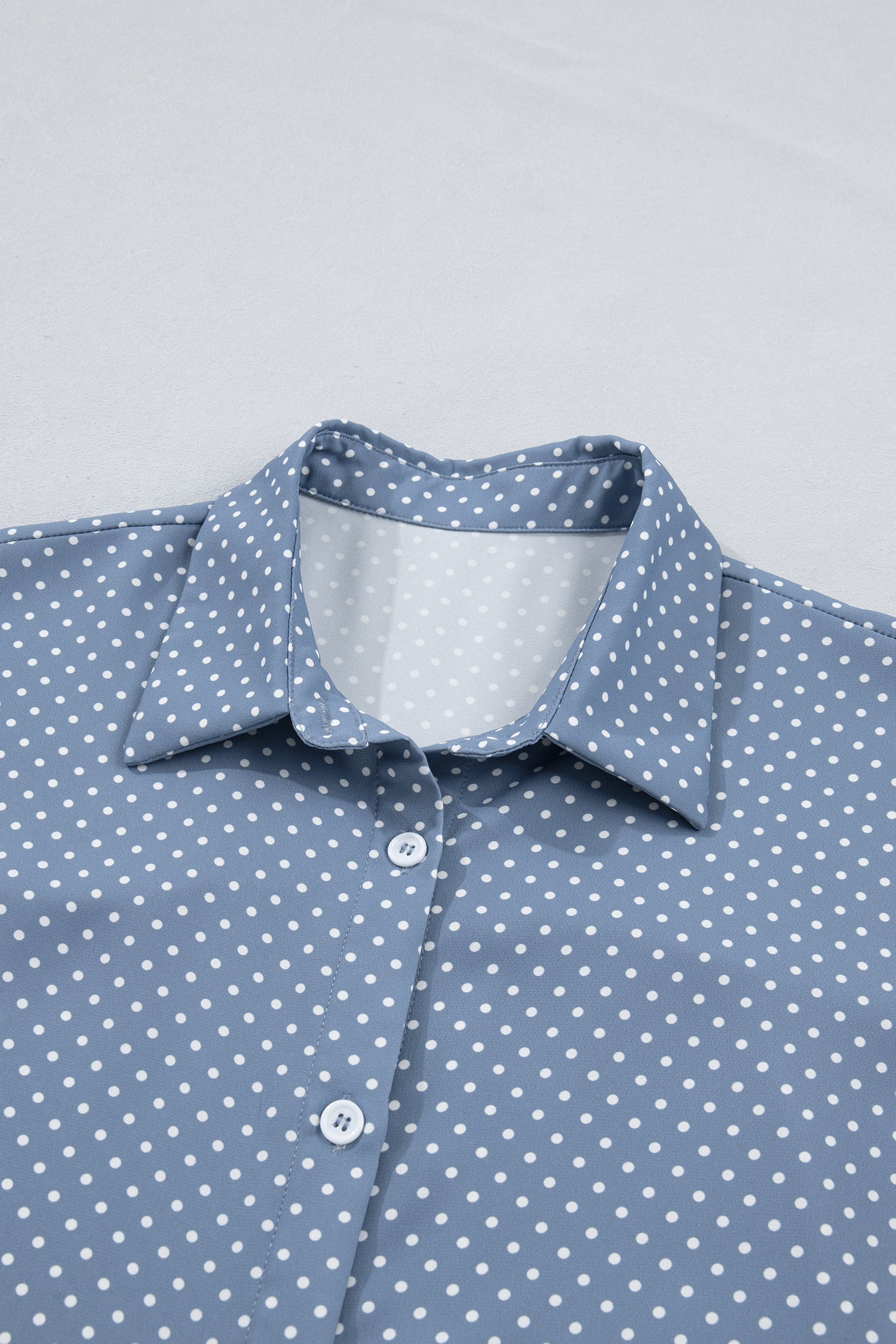 Polka Dot Cuffed Short Sleeve Shirt