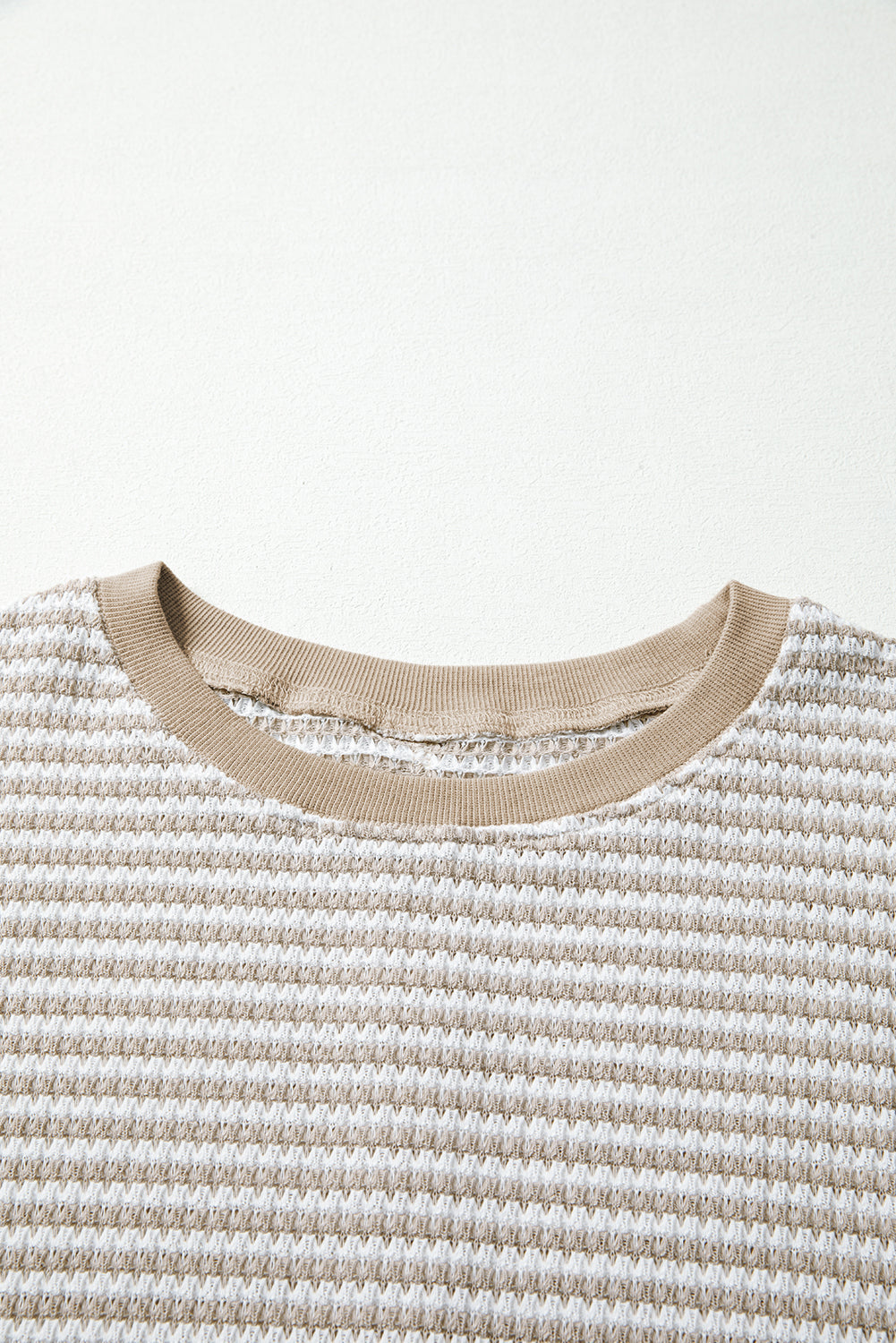 Stripe Ribbed Trim Drop Shoulder Top