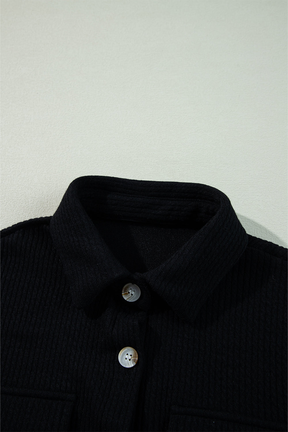 Solid Corduroy Button-Up Long Sleeve Jacket