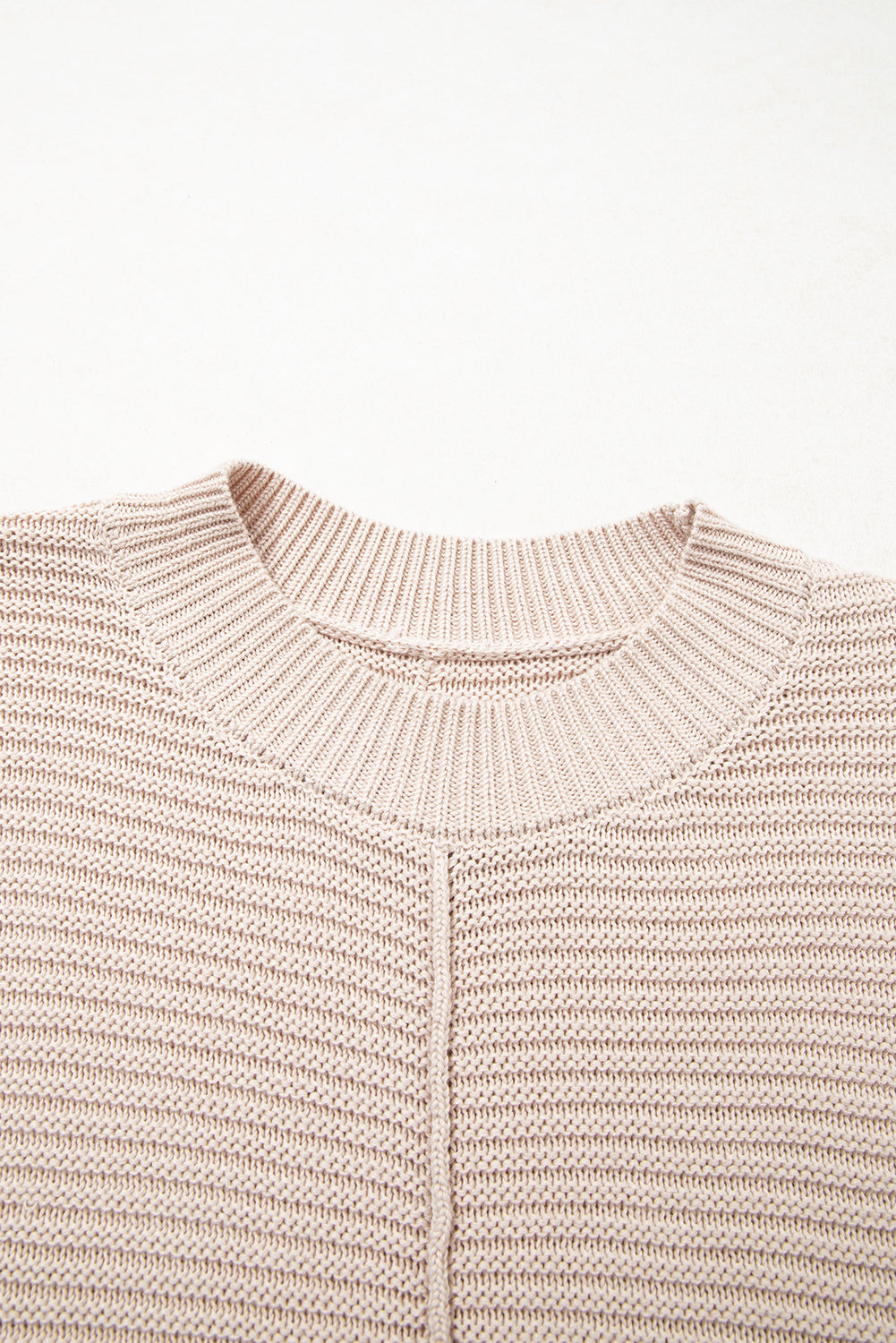 Ribbed Patchwork Textured Knit Puff Sleeve Sweater