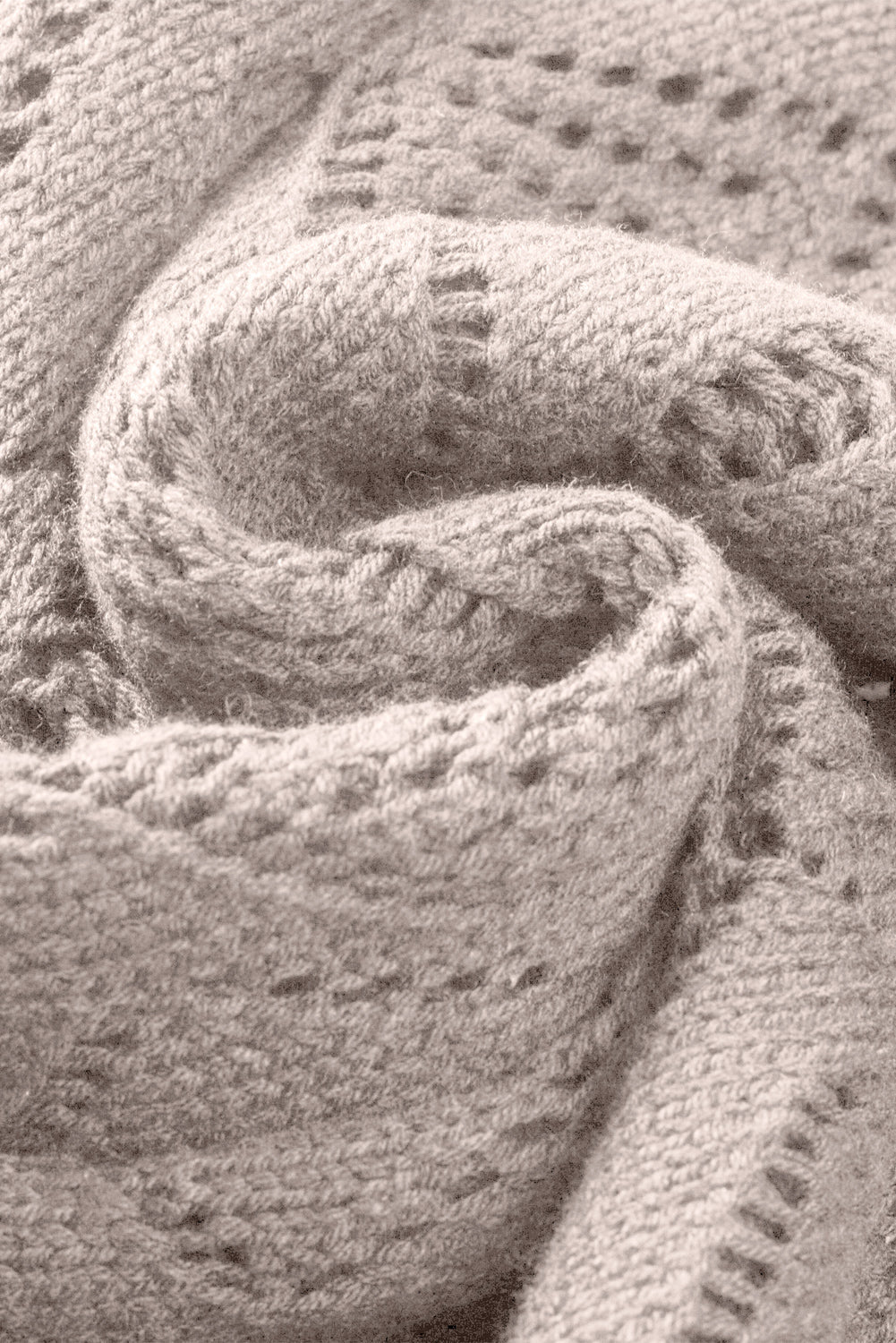 Solid Openwork Knit Button-Up Cardigan