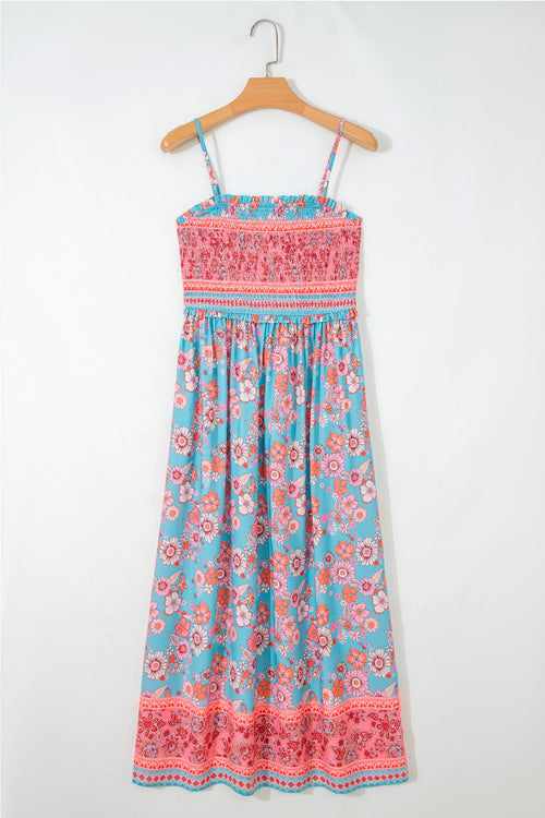 Boho Floral Spaghetti Strap Vacation Maxi Dress