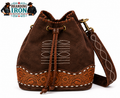 Boot Stitch Bucket Purse | Tooled Leather Western Bucket Bag | Branding Iron Western Wear