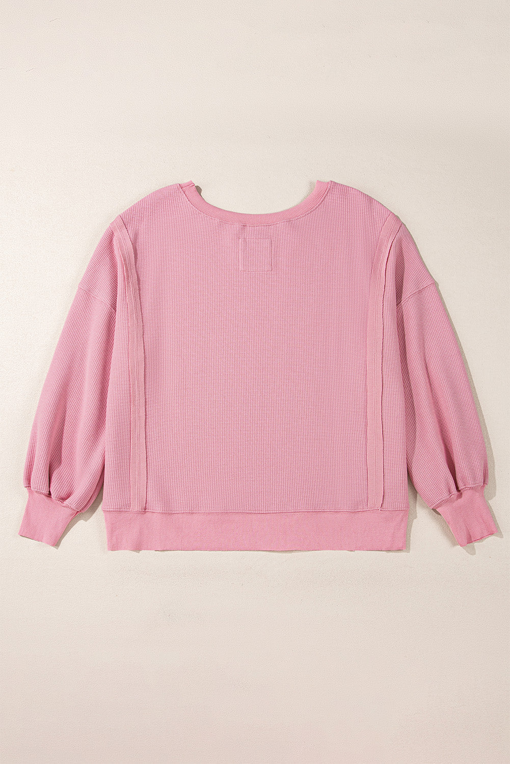 Waffle Knit Bishop Sleeve Side Split Top