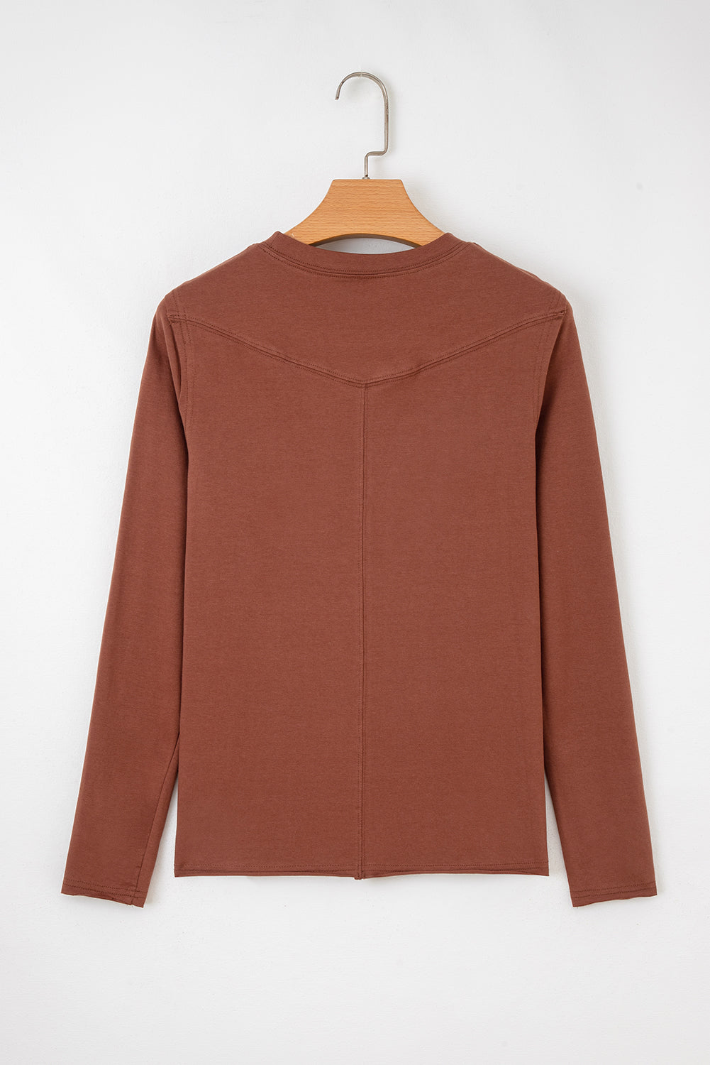 Solid Raw Seam Long Sleeve Top