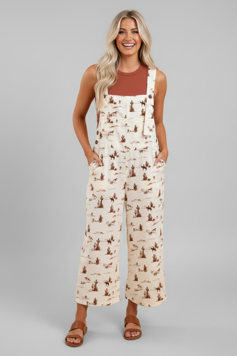 Western Adjustable Buttoned Strap Dungaree Jumpsuit