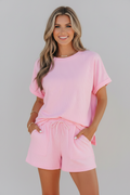 Stripe Oversized Tee & Drawstring Shorts Set