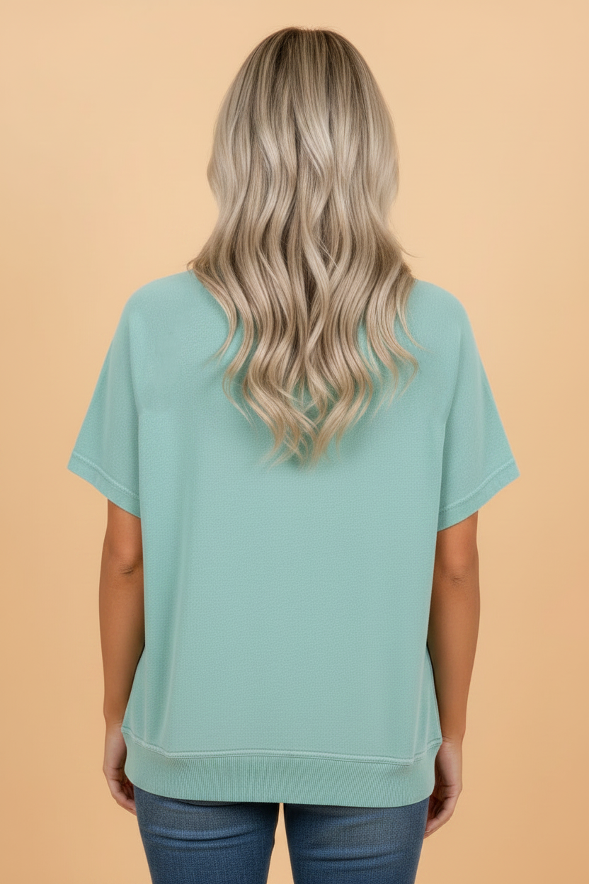 Mineral Wash Lace Patchwork Raglan Sleeve Tee