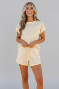 Stripe Relaxed Tee & Drawstring Shorts Set