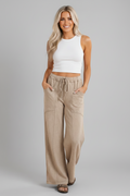 Solid Mineral Wash High Waist Wide Leg Pants