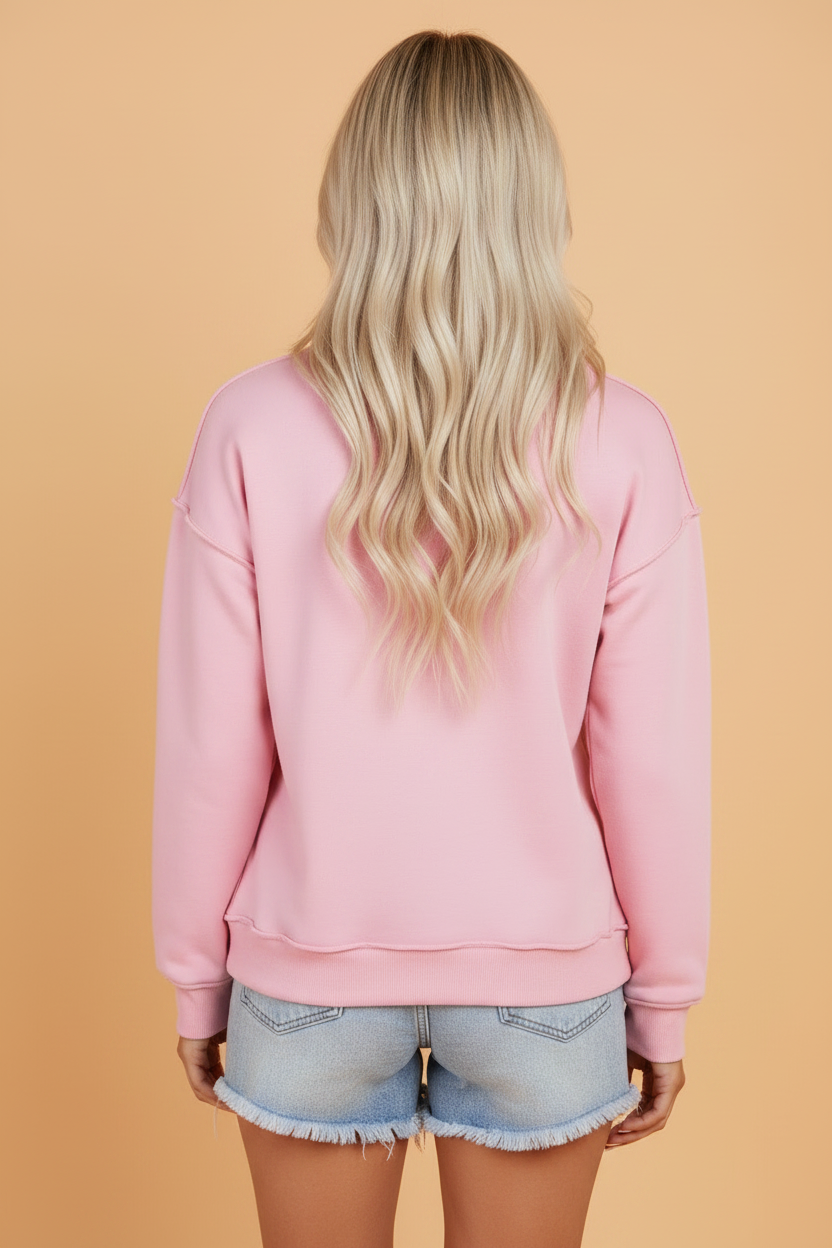 Solid Reversible Mock Neck Oversized Sweatshirt