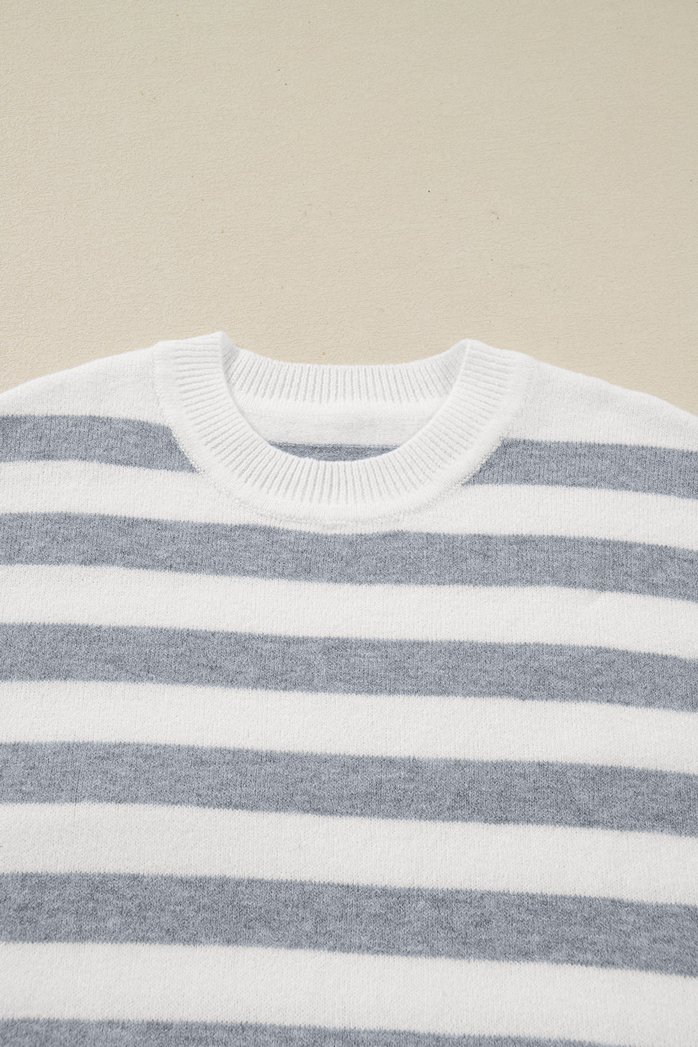 Stripe Ribbed Side-Button Drop Shoulder Sweater