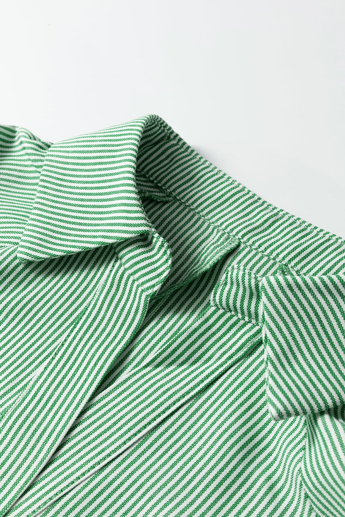 Stripe Tied Short Sleeve Collared Blouse